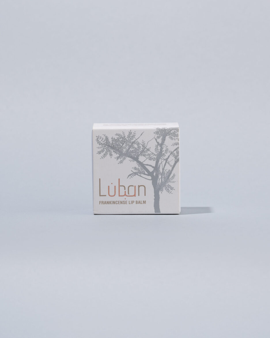 Luban frankincense lip balm in a packaged small box